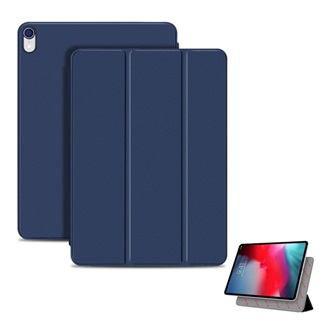 IPAD Air 11 (2024) GIGAPACK Tok álló, bőr hatású aktív FLIP, asztali tartó, SÖTÉTKÉK