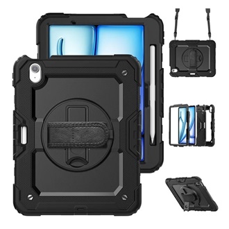 IPAD Air 11 (2026) / Air 11 (2025) GIGAPACK Defender műanyag telefonvédő ütésállóság, vállpánt, FEKETE