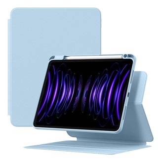 IPAD Air 13 (2024) BASEUS MINIMALIST tok álló, bőr hatású aktív FLIP, ceruza tartó, VILÁGOSKÉK