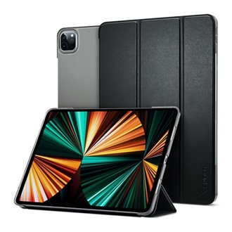 IPAD Air 13 (2024) SPIGEN SMART FOLD tok álló, bőr hatású aktív FLIP, asztali tartó, FEKETE