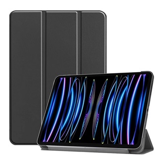 IPAD Pro 11 (2024) Gigapack Tok álló, bőr hatású aktív FLIP, asztali tartó, FEKETE