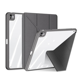 IPAD Pro 11 (2025) / Pro 11 (2024) DUX DUCIS MAGI ORIGAMI tok álló, bőr hatású aktív FLIP, ceruza tartó, SZÜRKE