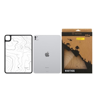 IPAD Pro 11 (2025) / Pro 11 (2024) TACTICAL WARTHOG szilikon telefonvédő ütésállóság, topográfiai minta, FEKETE