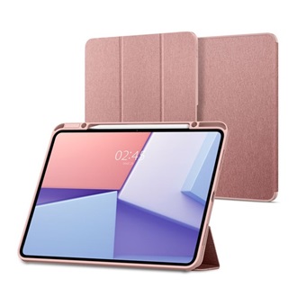 IPAD Pro 13 (2024) SPIGEN URBAN FIT tok álló FLIP, textil minta, ROZÉARANY