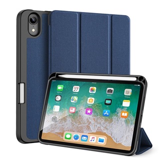 IPAD mini 7 (2024) / mini 6 (2021) DUX DUCIS DOMO tok álló, bőr hatású aktív FLIP, ceruza tartó, SÖTÉTKÉK