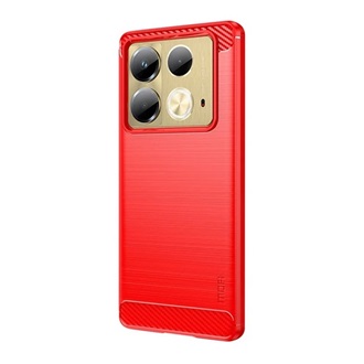 Infinix Note 40 4G MOFI szilikon telefonvédő ütésállóság, karbon minta, PIROS
