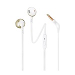 JBL TUNE 205 fülhallgató SZTEREO (3.5mm jack, felvevő gomb, lapos kábel) ARANY