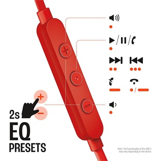 JBL T 305 C RED vezetékes USB C mikrofonos piros fülhallgató