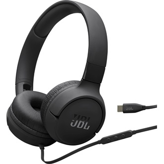JBL Tune520C USB-C vezetékes mikrofonos fekete fejhallgató
