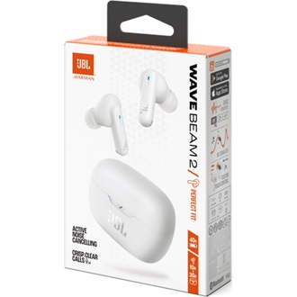 JBL WAVE BEAM 2 bluetooth fülhallgató SZTEREO (v5.3, TWS, mikrofon, aktív zajszűrő, IP54 + töltőtok) FEHÉR