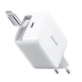 JOYROOM JR-TCL06 hálózati töltő Type-C aljzat (67W, GaN, gyorstöltő + fix Type-C kábel) FEHÉR