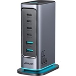 JOYROOM JR-TCM02 hálózati töltő 2 USB+4 Type-C aljzat (65W, GaN, PD gyorstöltő) SÖTÉTSZÜRKE