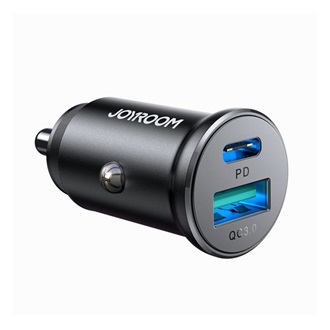 JOYROOM autós töltő USB+Type-C aljzat 30W, PD gyorstöltő, FEKETE