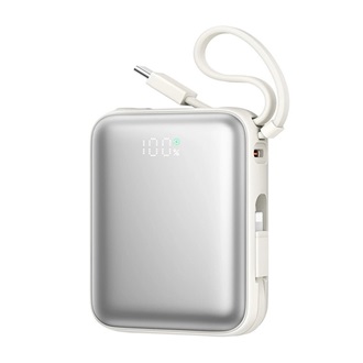 JOYROOM powerbank Type-C aljzat (10000mAh, 22.5W, gyorstöltő, LED kijelző + fix Type-C/lightning kábel) FEHÉR