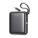 JOYROOM powerbank Type-C aljzat (10000mAh, 22.5W, gyorstöltő, LED kijelző + fix Type-C/lightning kábel) FEKETE