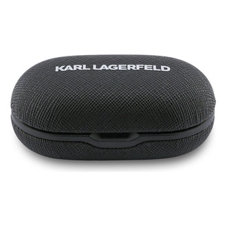 KARL LAGERFELD ENC SAFFIANO LOGO bluetooth fülhallgató SZTEREO (v5.4, TWS, mikrofon, aktív zajszűrő + töltőtok) FEKETE