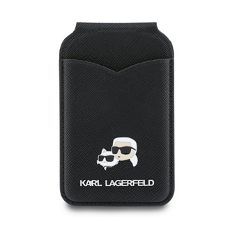 KARL LAGERFELD MIRROR tok, bőr hatású univerzális, MagSafe, FEKETE