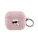 KARL LAGERFELD PU EMBOSSED KARL HEAD szilikon tok (ütésállóság, karabíner) RÓZSASZÍN Apple AirPods 3
