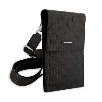 KARL LAGERFELD SAFFIANO MONOGRAM kézitáska álló (univerzális, bőr hatású, vállpánt) FEKETE