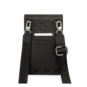 KARL LAGERFELD SAFFIANO MONOGRAM kézitáska álló (univerzális, bőr hatású, vállpánt) FEKETE