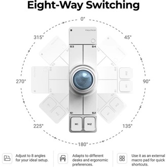 Keychron Nape Pro optikai Bluetooth / vezeték nélküli trackball fehér