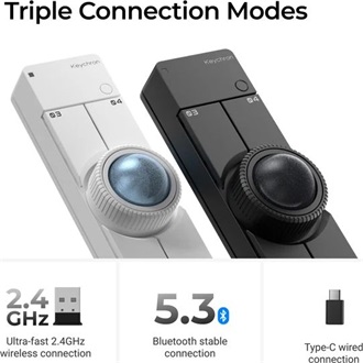 Keychron Nape Pro optikai Bluetooth / vezeték nélküli trackball fekete