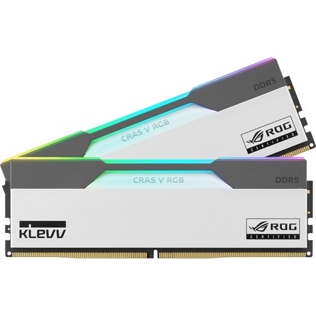 KLEVV CRAS V ROG 32GB 6200MT/s DDR5 memória CL30 Kit of 2 fehér-szürke RGB