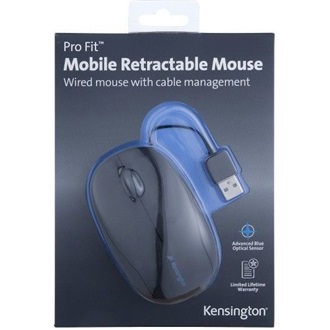 Kensington Pro Fit Retractable USB optikai BlueLED notebook egér fekete