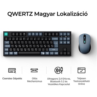 Keychron B33 Bluetooth / vezeték nélküli magyar Scissor Switch mechanikus billentyűzet + egér fekete-szürke