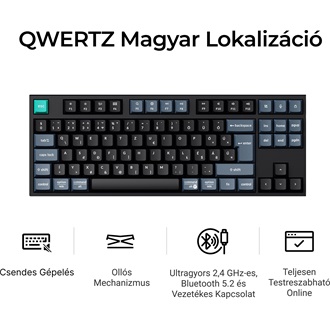Keychron B33 Bluetooth / vezeték nélküli magyar Scissor Switch mechanikus billentyűzet fekete-szürke