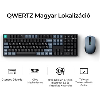 Keychron B36 Bluetooth / vezeték nélküli magyar Scissor Switch mechanikus billentyűzet + egér fekete-szürke