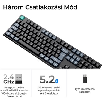 Keychron B36 Bluetooth / vezeték nélküli magyar Scissor Switch mechanikus billentyűzet fekete-szürke