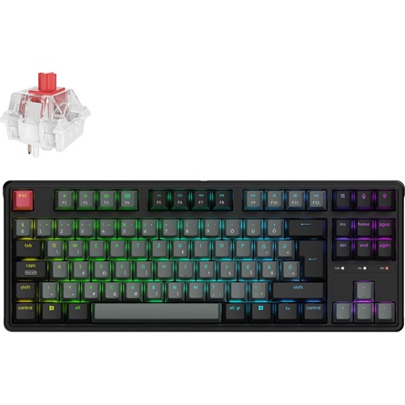 Keychron C3 Pro USB magyar Super Red mechanikus billentyűzet fekete