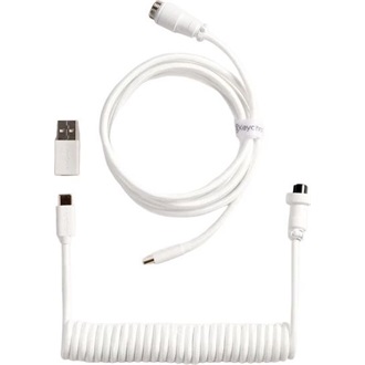 Keychron Coiled Aviator 8K USB-C -> 5-Pin (GX12) M/F adatkábel 1.7m fehér +A-C típusú adapter