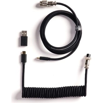 Keychron Coiled Aviator 8K USB-C -> 5-Pin (GX12) M/F adatkábel 1.7m fekete +A-C típusú adapter