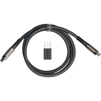 Keychron Double-Sleeved Geek 8K USB-C -> USB-C M/M adatkábel 1m fekete + USB-A/C adapter