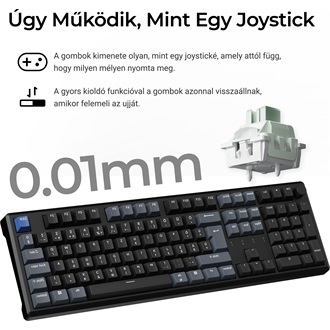 Keychron J5 HE 8K USB magyar Ultra-fast Lime Magnetic mechanikus billentyűzet fekete