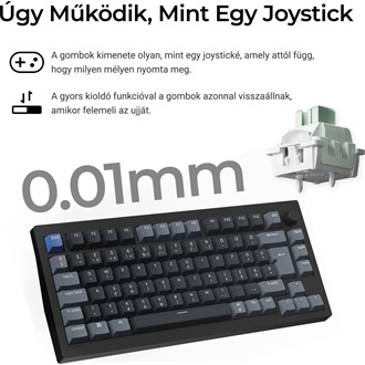 Keychron J8 HE 8K USB magyar Ultra-fast Lime Magnetic mechanikus billentyűzet fekete