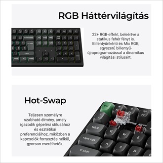 Keychron K10 Ultra 8K Bluetooth / vezeték nélküli magyar Apex Red mechanikus billentyűzet fekete