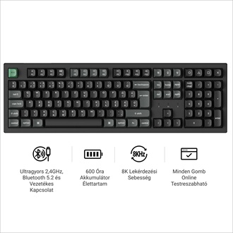 Keychron K10 Ultra 8K Bluetooth / vezeték nélküli magyar Apex Red mechanikus billentyűzet fekete