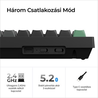 Keychron K10 Ultra 8K Bluetooth / vezeték nélküli magyar Apex Red mechanikus billentyűzet fekete