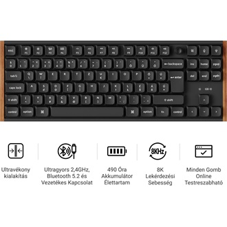 Keychron K1 Ultra 8K Bluetooth / vezeték nélküli magyar Silent Red mechanikus billentyűzet fekete
