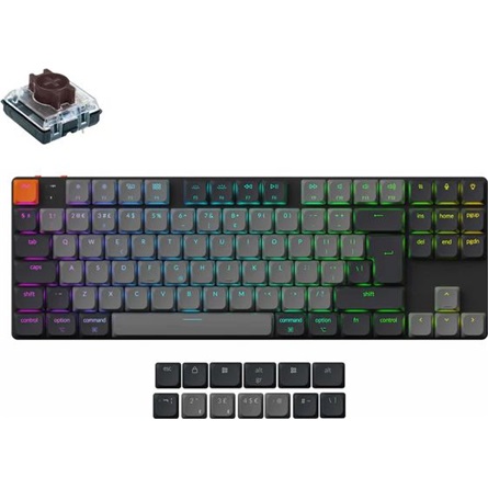 Keychron K1 V6 Bluetooth / USB-C magyar gaming low profile mechanical 2.0 brown mechanikus billentyűzet fekete-szürke (B