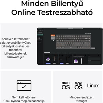Keychron K2 HE Bluetooth / vezeték nélküli magyar Gateron double-rail magnetic mechanikus billentyűzet fehér-rózsafa