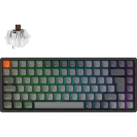 Keychron K2 Max Bluetooth / vezeték nélküli magyar Super Brown mechanikus billentyűzet fekete
