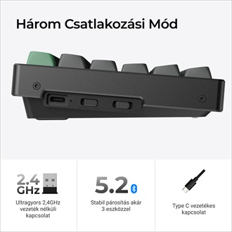 Keychron K2 Ultra 8K Bluetooth / vezeték nélküli magyar Apex Brown mechanikus billentyűzet fekete