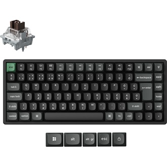 Keychron K2 Ultra 8K Bluetooth / vezeték nélküli magyar Apex Brown mechanikus billentyűzet fekete