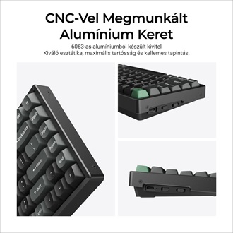 Keychron K2 Ultra 8K Bluetooth / vezeték nélküli magyar Apex Red mechanikus billentyűzet fekete