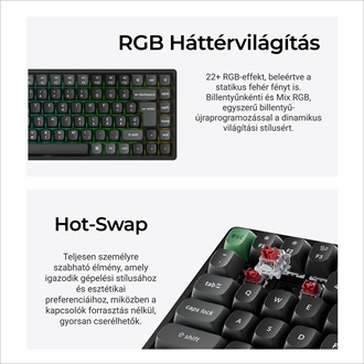 Keychron K2 Ultra 8K Bluetooth / vezeték nélküli magyar Apex Red mechanikus billentyűzet fekete