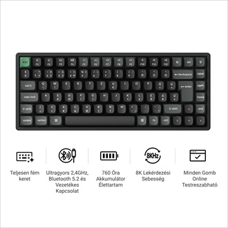Keychron K2 Ultra 8K Bluetooth / vezeték nélküli magyar Apex Red mechanikus billentyűzet fekete